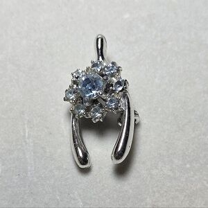 Vintage Silver Blue Crystals Brooch